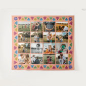 オーダーメイド 16枚写真コラージュ ダイヤモンド 巨大 壁掛け タペストリー (正面(横))