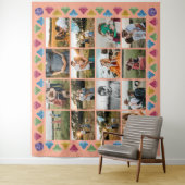 オーダーメイド 16枚写真コラージュ ダイヤモンド 巨大 壁掛け タペストリー (インサイチュ)