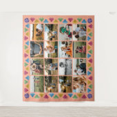 オーダーメイド 16枚写真コラージュ ダイヤモンド 巨大 壁掛け タペストリー (正面)