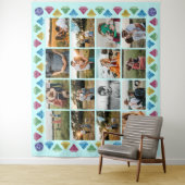 オーダーメイド 16枚写真コラージュ ダイヤモンド 巨大 壁掛け タペストリー (インサイチュ)