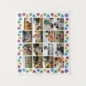 オーダーメイド 16枚写真コラージュ ダイヤモンド 巨大 壁掛け タペストリー (正面)