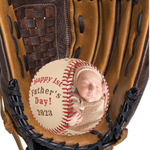 オーダーメイド 2枚の写真入り父の日ベースボールギフト 野球ボール