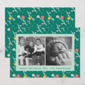 オーダーメイド 2枚セット 現代的なデザインの ホリデーシーズンにぴったりな モダンなグリーンと ベ シーズンカード (正面/裏面)