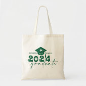 オーダーメイド 2024年卒業生 グリーン トートバッグ (正面)