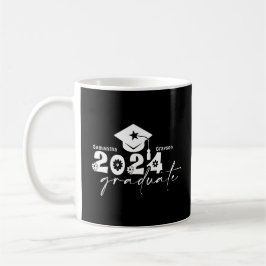オーダーメイド 2024年卒業 ブラック/ホワイト コーヒーマグカップ