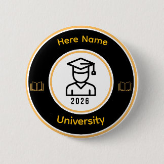 オーダーメイド 2026年卒業記念 | 名前と大学名入りゴールドシール 缶バッジ