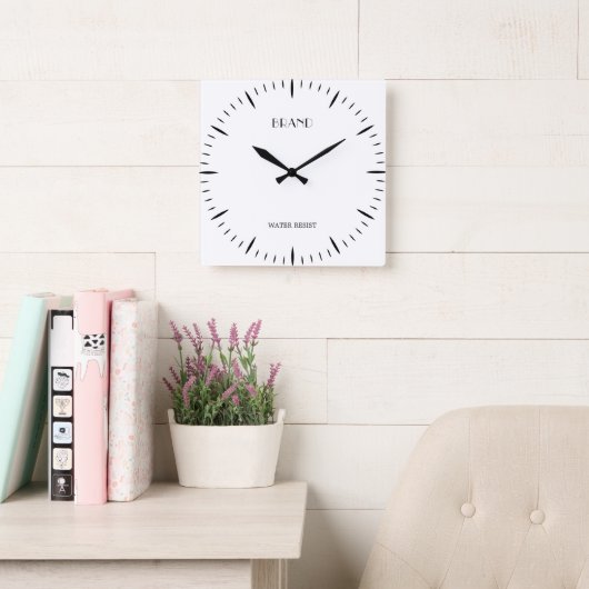 オーダーメイド 27.3 cm アクリルスクエアウォールアクセント スクエア壁時計 (読書スペース)