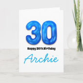 オーダーメイド 30歳の誕生日 数字バルーンカード カード (正面)