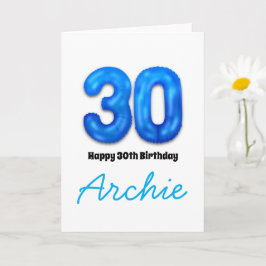 オーダーメイド 30歳の誕生日 数字バルーンカード カード