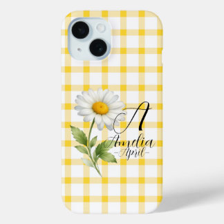 オーダーメイド 4月 ダイジー 誕生花 スマホケース iPhone 15ケース