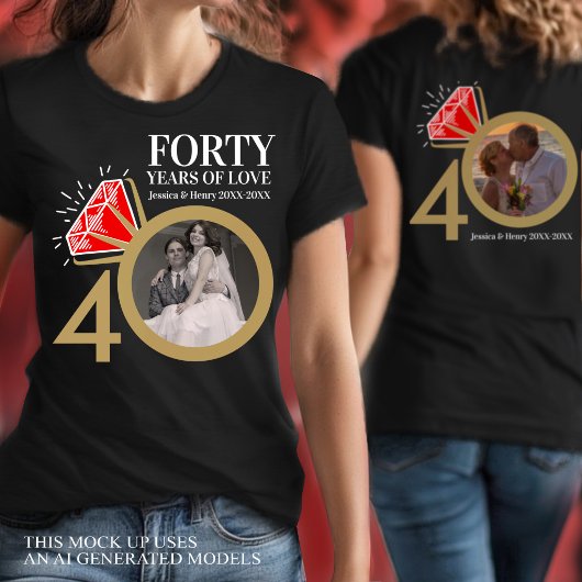 オーダーメイド 40周年記念 ルビー 結婚指輪 Tシャツ