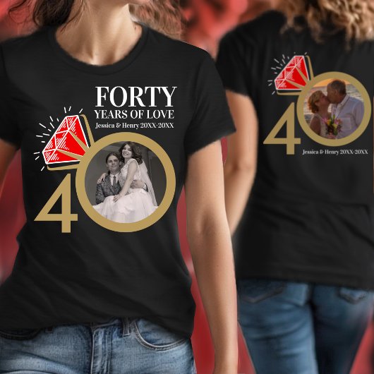 オーダーメイド 40周年記念 ルビー 結婚指輪 Tシャツ