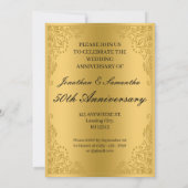 オーダーメイド 50周年結婚記念日 ゴールド リボン 招待状 (裏面)