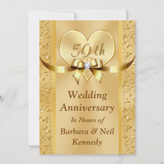 オーダーメイド 50周年 誕生日 招待状 (正面)