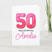 オーダーメイド 50歳の誕生日数字バルーンカード カード (正面)