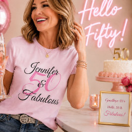 オーダーメイド 50歳の誕生日 ブラック 名前入りTシャツ Tシャツ