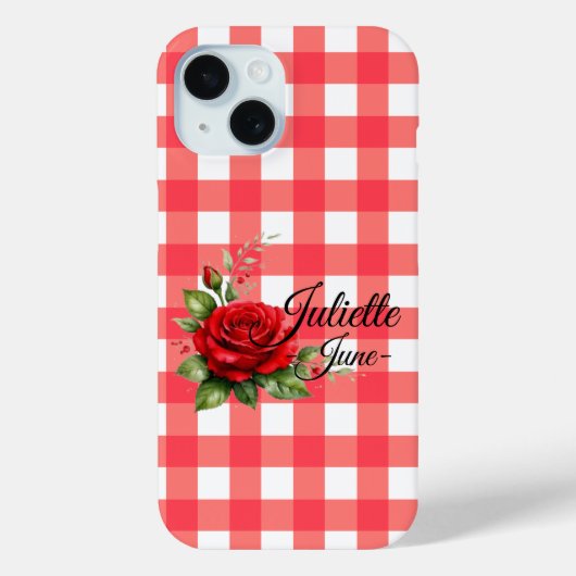 オーダーメイド 6月 ローズ ギンガム スマホケース Case-Mate iPhoneケース (裏面)