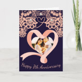オーダーメイド 7th 結婚記念日 | ピーチ レース カード (正面)