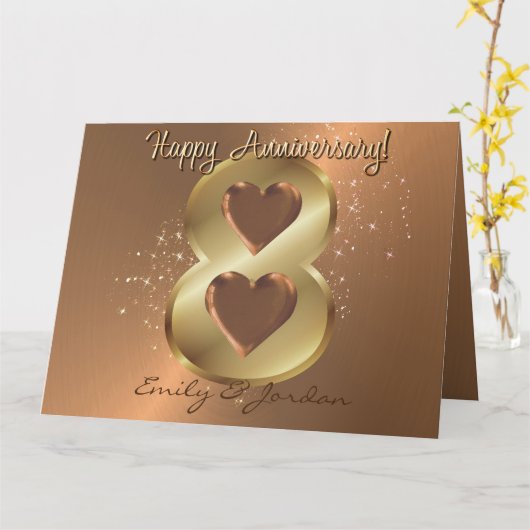 オーダーメイド 8周年 ブロンズ 結婚記念日カード カード (黄色い花)