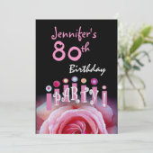 オーダーメイド 80歳の誕生日パーティー招待状 ピンクのキャンドル 招待状 (スタンド正面)