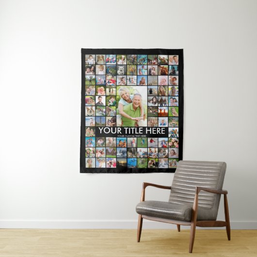 オーダーメイド 81 枚の写真コラージュ カスタムカラー タペストリー (インサイチュ)
