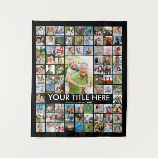 オーダーメイド 81 枚の写真コラージュ カスタムカラー タペストリー (正面)