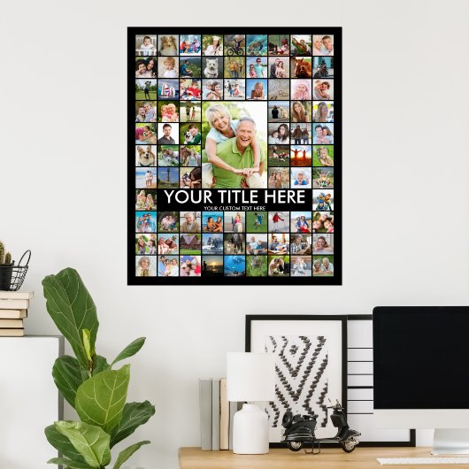 オーダーメイド 81 枚の写真コラージュ カスタムカラー ポスター (ホームオフィス)