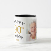 オーダーメイド 90歳の誕生日おめでとう 5枚の写真コラージュ マグカップ (中央)