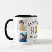 オーダーメイド 90歳の誕生日おめでとう 5枚の写真コラージュ マグカップ (左)