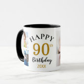 オーダーメイド 90歳の誕生日おめでとう 5枚の写真コラージュ マグカップ (正面左)