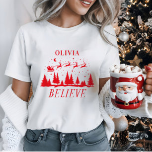 オーダーメイド Believe サンタのそり クリスマスマッチ Tシャツ