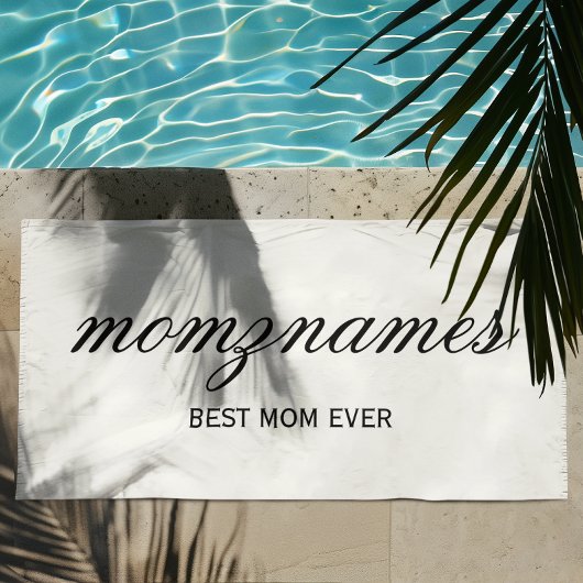 オーダーメイド Best Mom Ever カリグラフィー 名前入り ビーチタオル