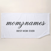 オーダーメイド Best Mom Ever カリグラフィー 名前入り ビーチタオル (正面)