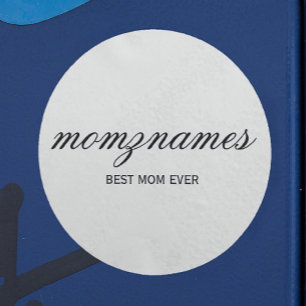 オーダーメイド Best Mom Ever カリグラフィー 名前 ラウンドシール
