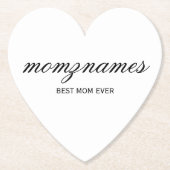 オーダーメイド Best Mom Ever 名前カリグラフィー ペーパーコースター (正面)