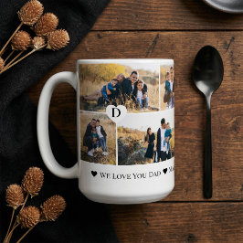 オーダーメイド Dad 愛してる ハート 写真コラージュ コーヒーマグカップ