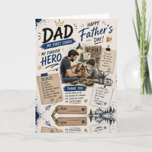オーダーメイド Dad First Coach グリーティングカード (正面)