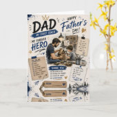 オーダーメイド Dad First Coach グリーティングカード (黄色い花)