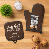 オーダーメイド Dad's Grill Master 3 写真入り 鍋つかみ&鍋敷きセット (トップダウン)