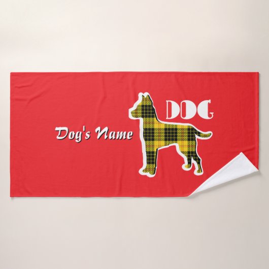 オーダーメイド DOG ロゴ 赤いワンコ バスタオル (バスタオル)