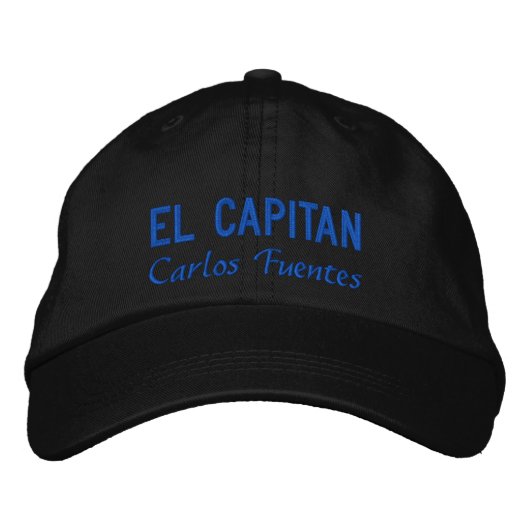 オーダーメイド El Capitan スペイン青色 釣り 刺繍入りキャップ (正面)