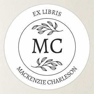 オーダーメイド Ex Libris モノグラムブックプレート ラウンドシール