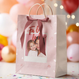 オーダーメイド Fa La La La ピンクのクリスマス 写真入りギフト ミディアムペーパーバッグ