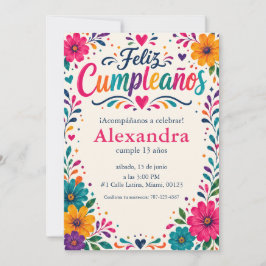 オーダーメイド Feliz Cumpleaños スペイン風フラワーフィエスタ 招待状