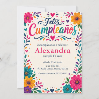 オーダーメイド Feliz Cumpleaños スペイン風フラワーフィエスタ 招待状