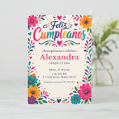 オーダーメイド Feliz Cumpleaños スペイン風フラワーフィエスタ 招待状 (スタンド正面)