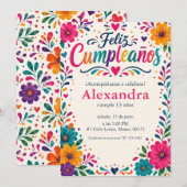 オーダーメイド Feliz Cumpleaños スペイン風フラワーフィエスタ 招待状 (正面/裏面)