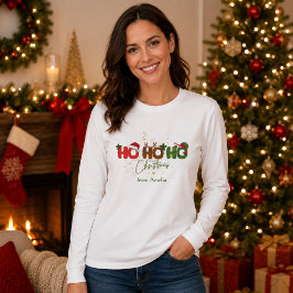 オーダーメイド Ho Ho Ho クリスマス長袖シャツ Tシャツ