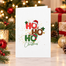 オーダーメイド Ho Ho Ho 写真入りクリスマス折りたたみカード