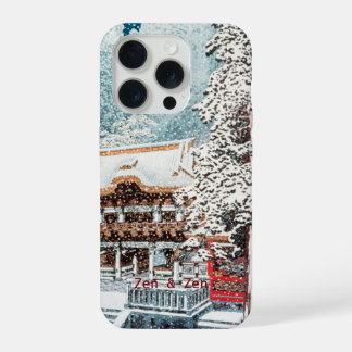 オーダーメイド I 雪の寺院 I 白と木目 iPhone 15 PROケース